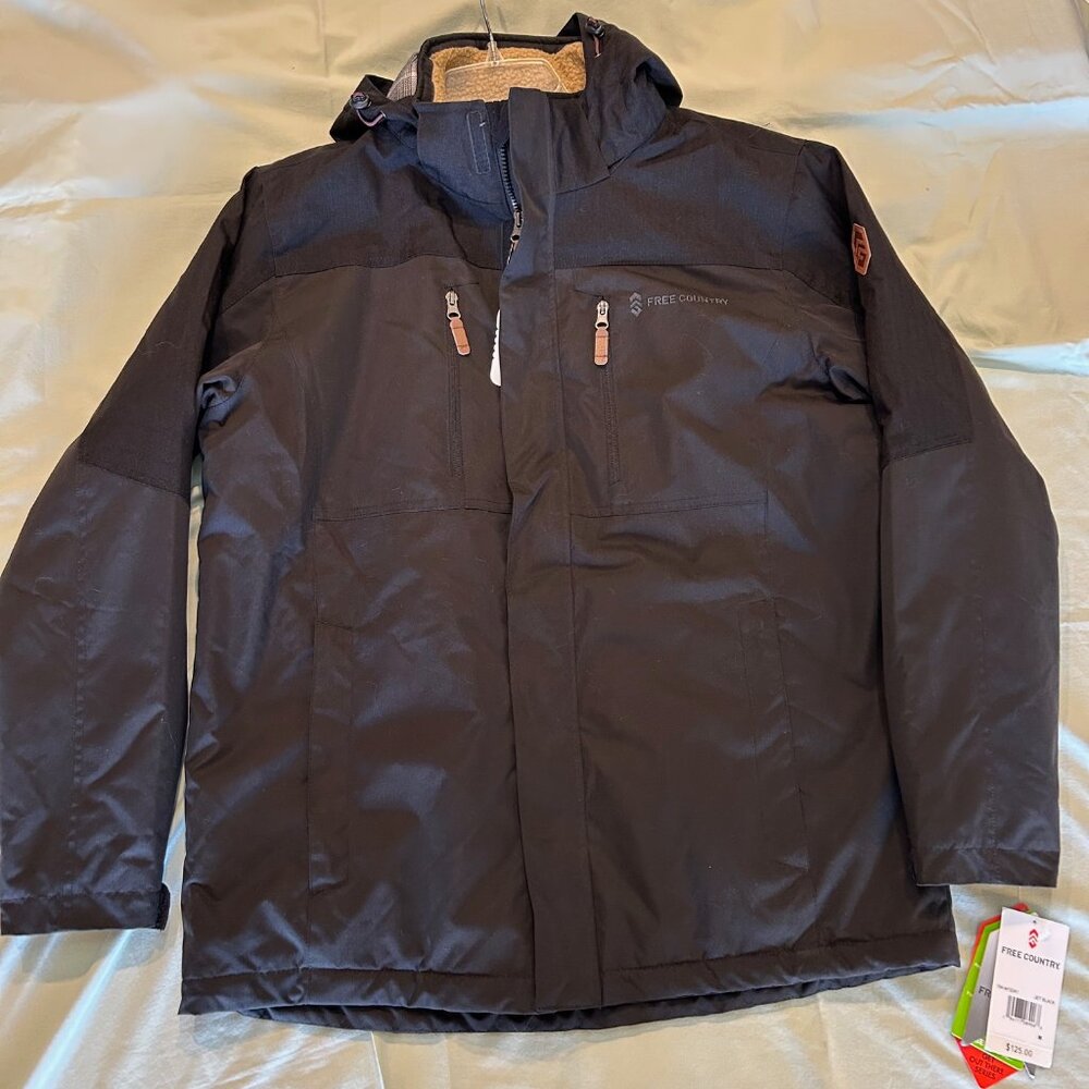 Free Country “Get Out There” Men's Jet Black Lined Winter Jacket Size Medium